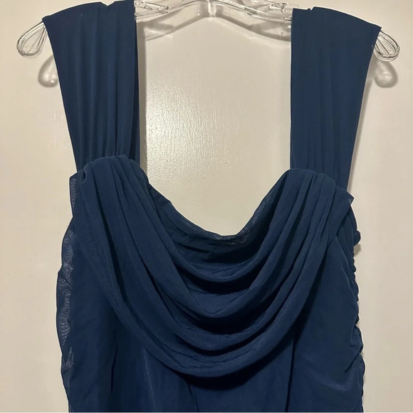 NWT PRETTYGARDEN Off The Shoulder Ruched Bodycon Dress Midi Dress Navy size XL - Picture 4 of 11